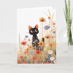 Schwarze Katzen Blumen Retreat Karte