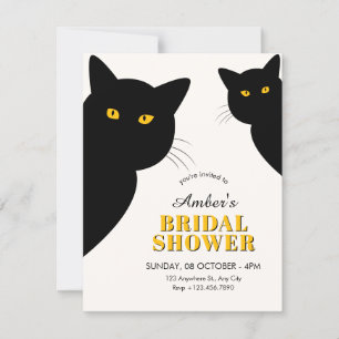 Schwarze Katzen-Brautparty Einladung