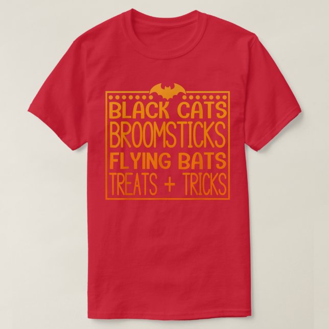 Schwarze Katzen Broomsticks Fliegende Fledermäuse  T-Shirt (Design vorne)