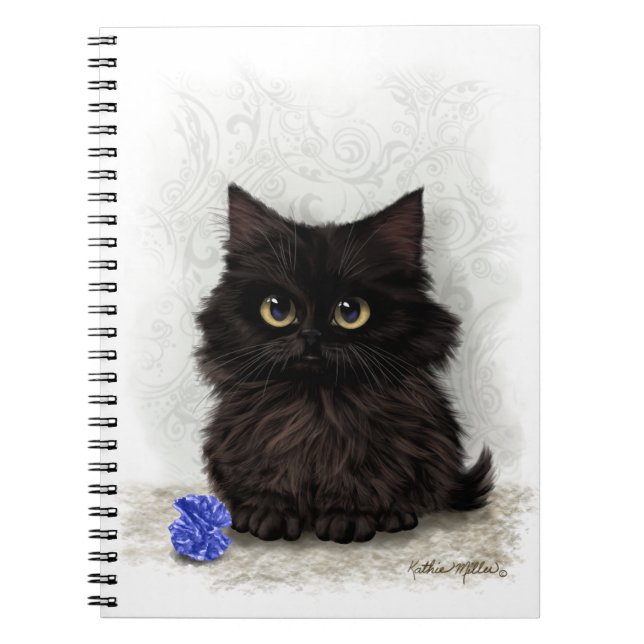 Schwarze Katzen-Cartoon Notizblock (Vorderseite)