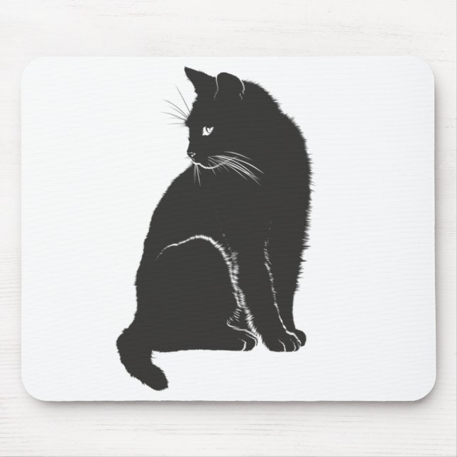 Schwarze Katzen-Computer-Mäusematte ES Büro-Arbeit Mousepad (Vorne)