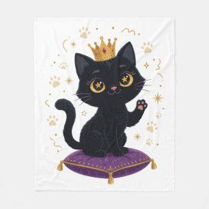 Schwarze Katzen-Decke Royal Queen Süße Katzenliebh Fleecedecke