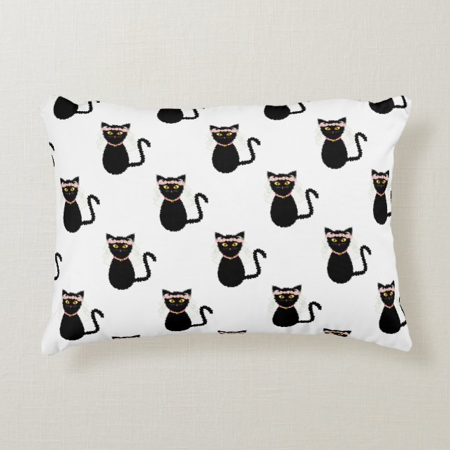 Schwarze Katzen Dekokissen (Vorderseite)