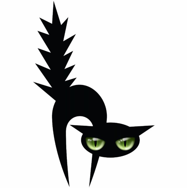 Schwarze Katzen-Dekoration Halloweens Freistehende Fotoskulptur (Vorne)