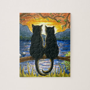 Schwarze Katzen der Katze 582 Puzzle