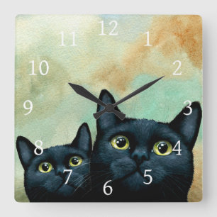 Schwarze Katzen der Katze 607 Quadratische Wanduhr