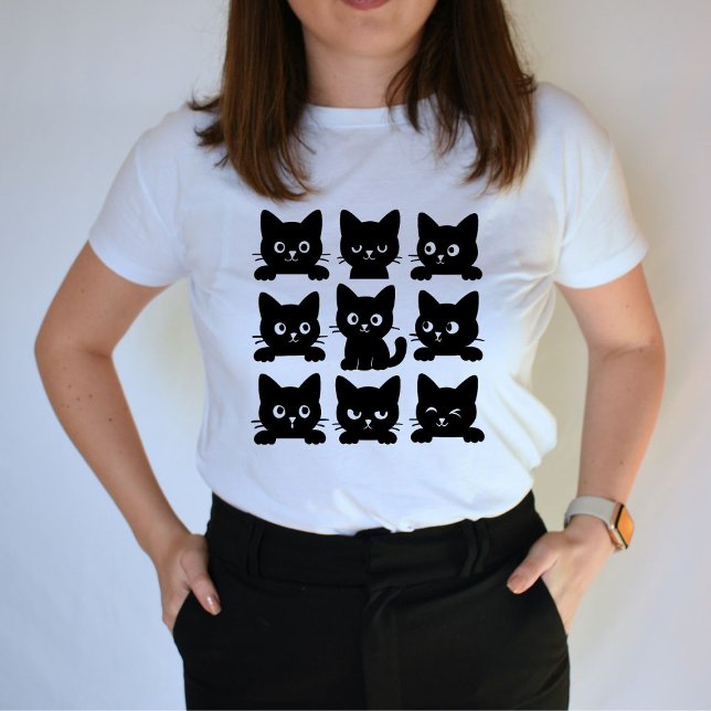 Schwarze Katzen Design Elegante und spielerische K T-Shirt (Von Creator hochgeladen)