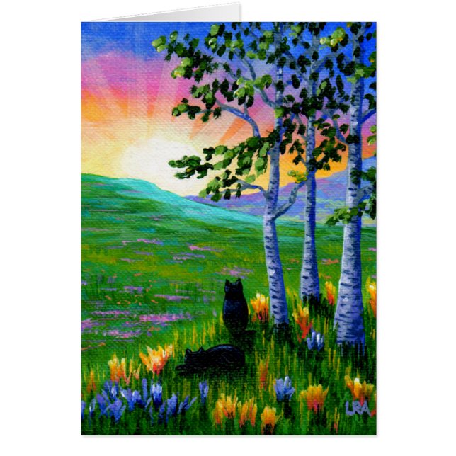 Schwarze Katzen Farbenfrohe Sonnenuntergänge Lands (Vorne)