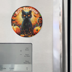 Schwarze Katzen Fledermäuse Kürbisse Whimsical Per Magnet