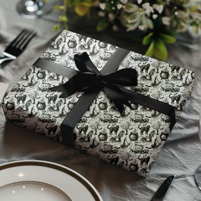 Schwarze Katzen, Fledermäuse und Kürbiskins Hallow Geschenkpapier (Von Creator hochgeladen)