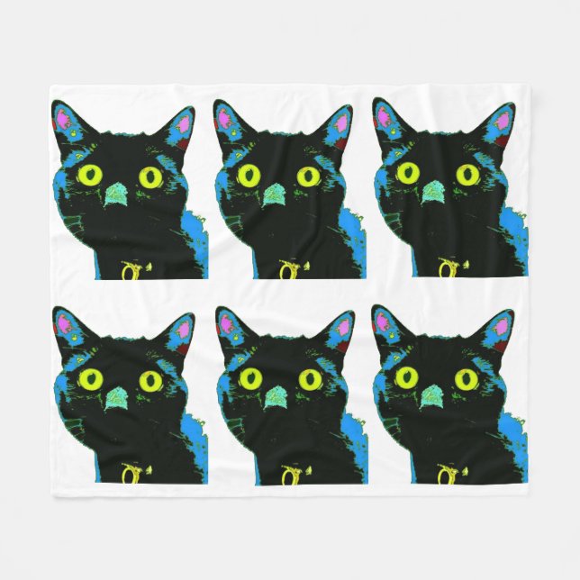 Schwarze Katzen-Fleece-Decke Fleecedecke (Vorderseite (Horizontal))