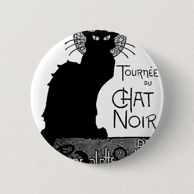Schwarze Katzen-Franzosen Halloweens fassen Button (Vorderseite)