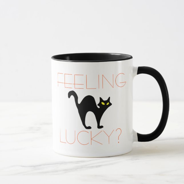 Schwarze Katzen-Gefühl glückliches | lustiges Tasse (Rechts)