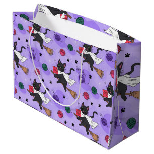 Schwarze Katzen-Geistermuster - Niedliche Katzen i Große Geschenktüte