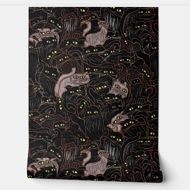 Schwarze Katzen Gelbe Augen Tapete (Abrollen)