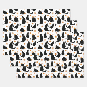 Schwarze Katzen Geschenkpapier Set