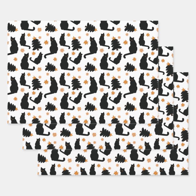 Schwarze Katzen Geschenkpapier Set (Set)
