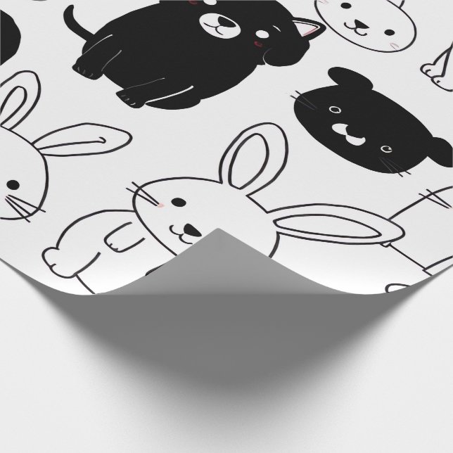 Schwarze Katzen-Geschenkverpackungspapier  Geschenkpapier (Ecke)