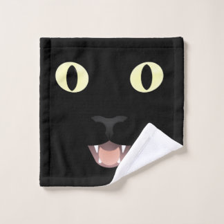 Schwarze Katzen-GesichtWashcloth Waschlappen