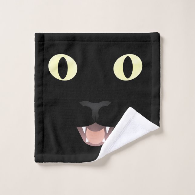 Schwarze Katzen-GesichtWashcloth Waschlappen (Waschlappen)