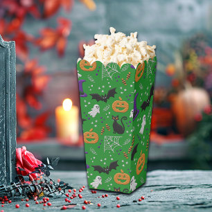 Schwarze Katzen Ghosts Fledermäuse Grünes Muster H Geschenkschachtel