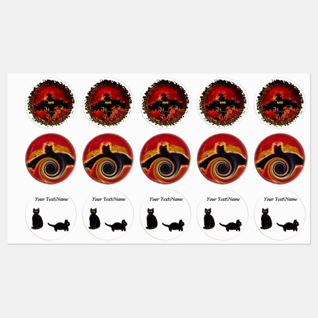 Schwarze Katzen, griesgrämige Fledermäuse Personal Etiketten (Blatt)