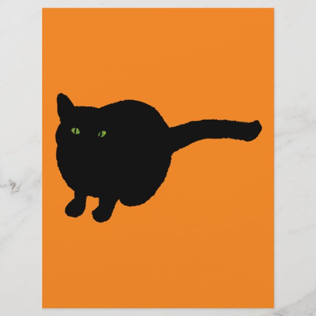 Schwarze Katzen Grüne Augen auf Orange Scrapbook P (Vorderseite)