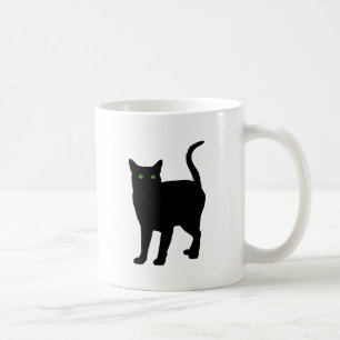 Schwarze Katzen-grüne Augen Kaffeetasse