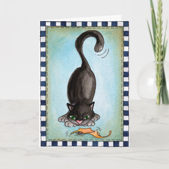 Schwarze Katzen - Grußkarte Karte (Vorderseite)