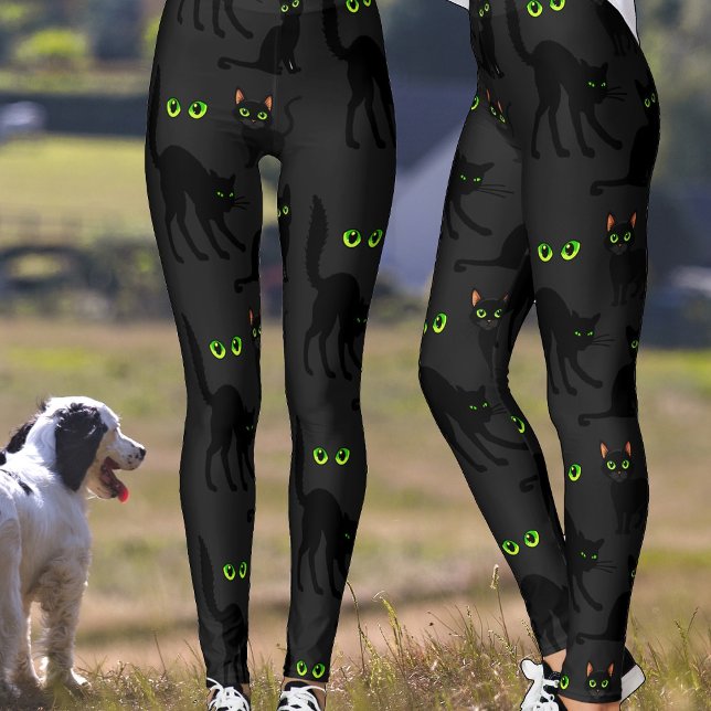 Schwarze Katzen Halloween Dunkle Leggings (Von Creator hochgeladen)