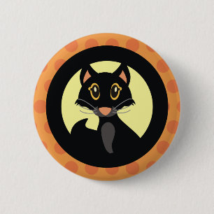 Schwarze Katzen-Halloween-Knopf-Button-Abzeichen Button
