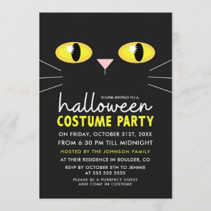 Schwarze Katzen-Halloween-Kostüm-Party Einladung