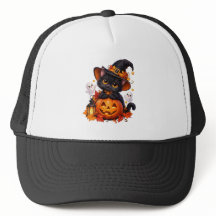 Schwarze Katzen-Halloween-Kürbismütze