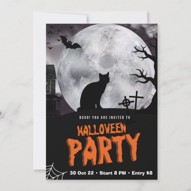 Schwarze Katzen Halloween-Party Einladung Niedlich (Vorderseite)