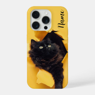 Schwarze Katzen-Handyhülle, individuell angepasst iPhone 15 Pro Hülle