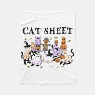 Schwarze Katzen im Ghost-Kostüm Funny Cat Sheet Ha Fleecedecke