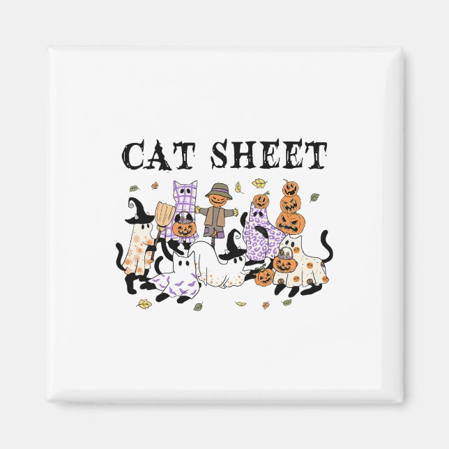 Schwarze Katzen im Ghost-Kostüm Funny Cat Sheet Ha Magnet (Vorne)