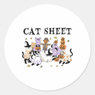 Schwarze Katzen im Ghost-Kostüm Funny Cat Sheet Ha Runder Aufkleber