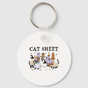 Schwarze Katzen im Ghost-Kostüm Funny Cat Sheet Ha Schlüsselanhänger