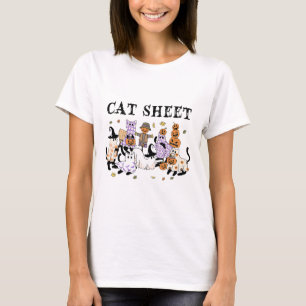 Schwarze Katzen im Ghost-Kostüm Funny Cat Sheet Ha T-Shirt