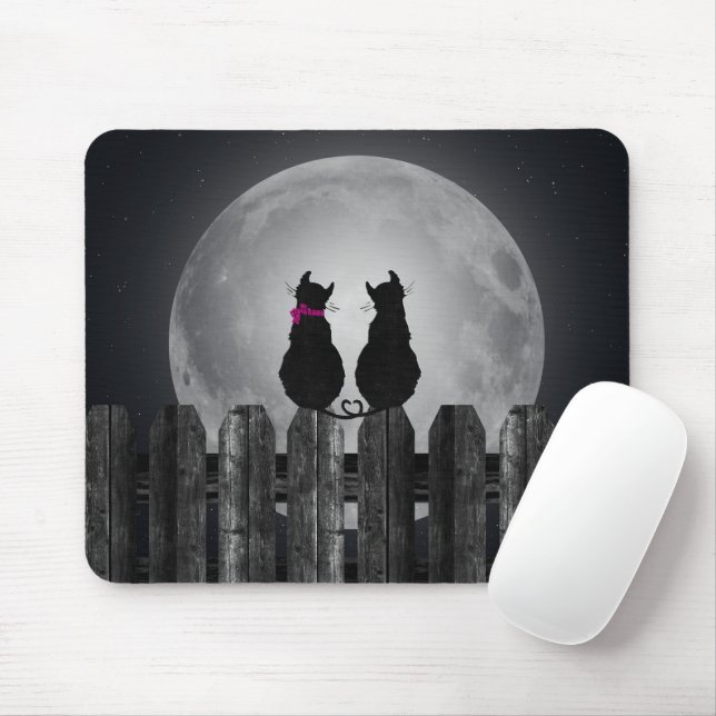 Schwarze Katzen im Mondlicht Mousepad (Mit Mouse)