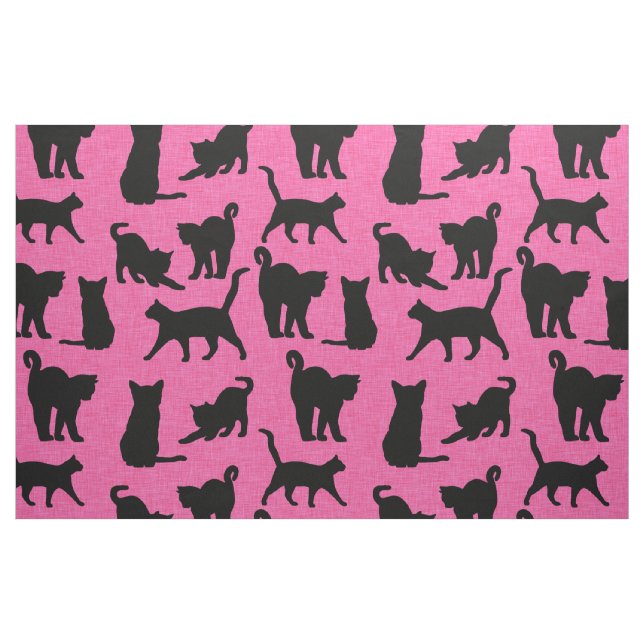 Schwarze Katzen im rosa Hintergrundemuster Stoff (Fat Quarter (45,7 x 55,9 cm))