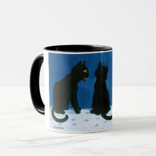 Schwarze Katzen im Schnee, Louis Wain Tasse