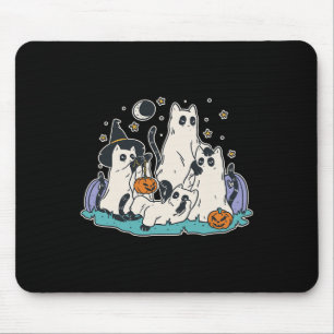 Schwarze Katzen in Ghost-Kostümen - Niedliche Frau Mousepad