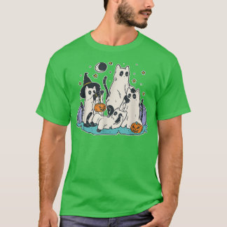 Schwarze Katzen in Ghost-Kostümen Niedliche Frauen T-Shirt