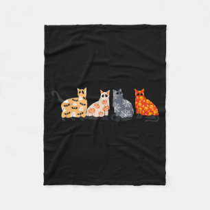 Schwarze Katzen Kätzchen Kitty Kürbis Gruselig Spu Fleecedecke