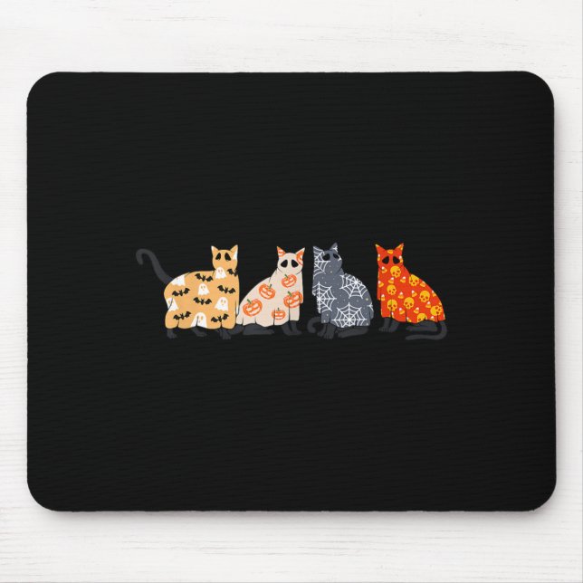 Schwarze Katzen Kätzchen Kitty Kürbis Gruselig Spu Mousepad (Vorne)