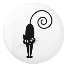 Schwarze Katzen-Keramik-Fach-Griff