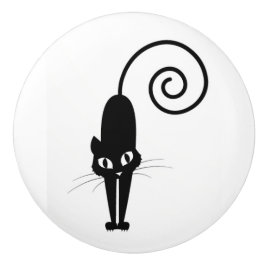 Schwarze Katzen-Keramik-Fach-Griff Keramikknauf