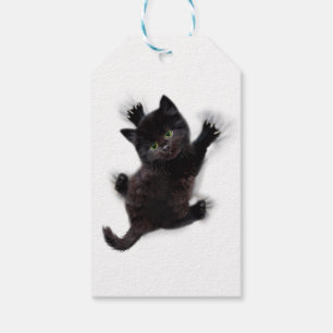 Schwarze Katzen klettern auf menschlichem Rücken Geschenkanhänger